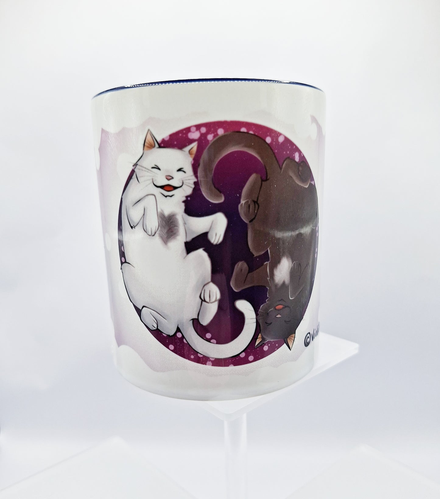 "Ying-Yang-Katzen" - Tasse (dunkelblau)