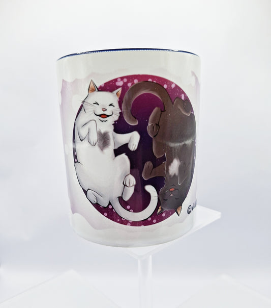 "Ying-Yang-Katzen" - Tasse (dunkelblau)